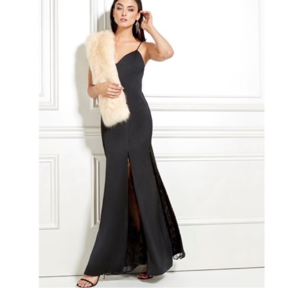 Marciano Lace Slits Black Long Formal Dress Gown